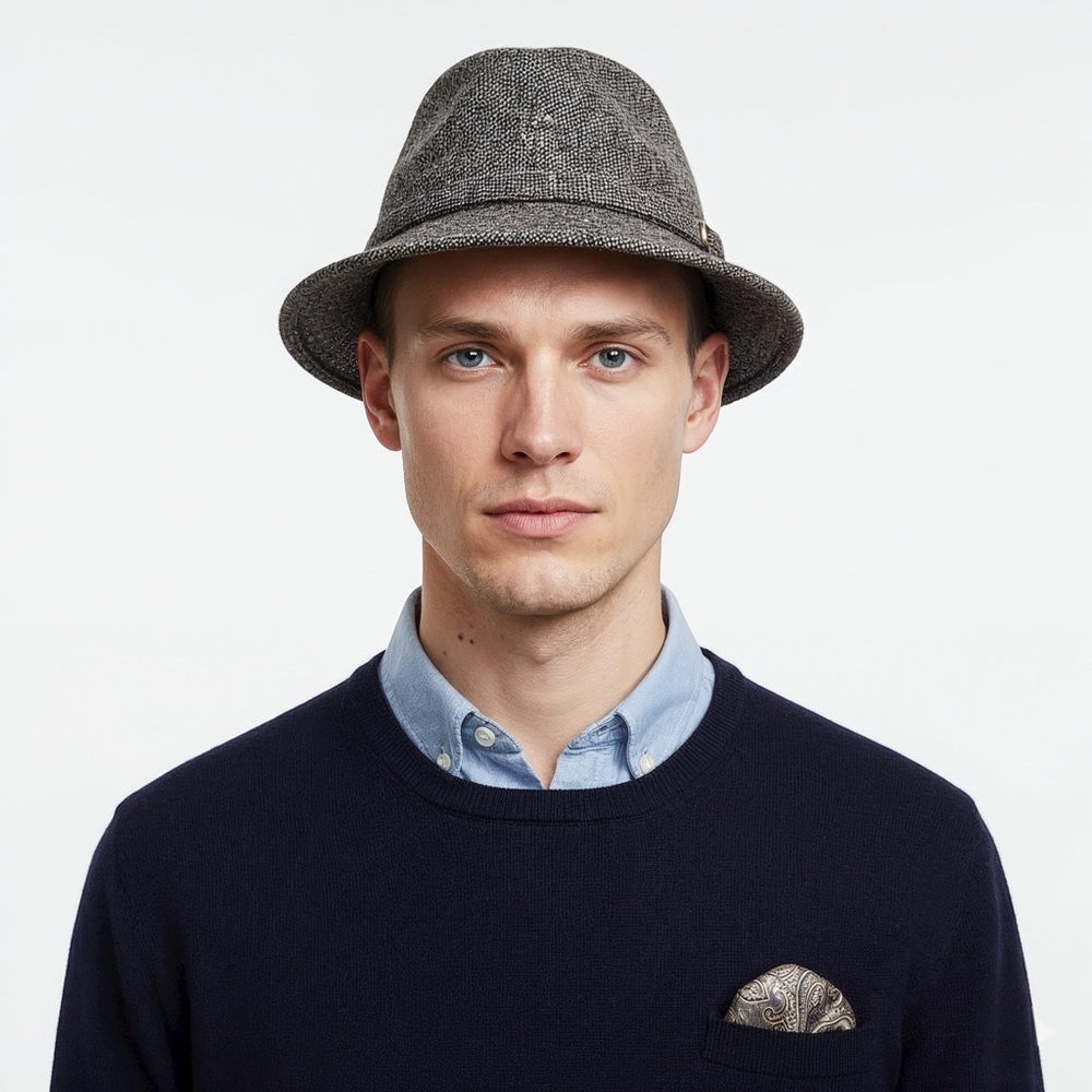 Biltmore Tweed Bucket Hat with Buckle Detail Size 7 3/8